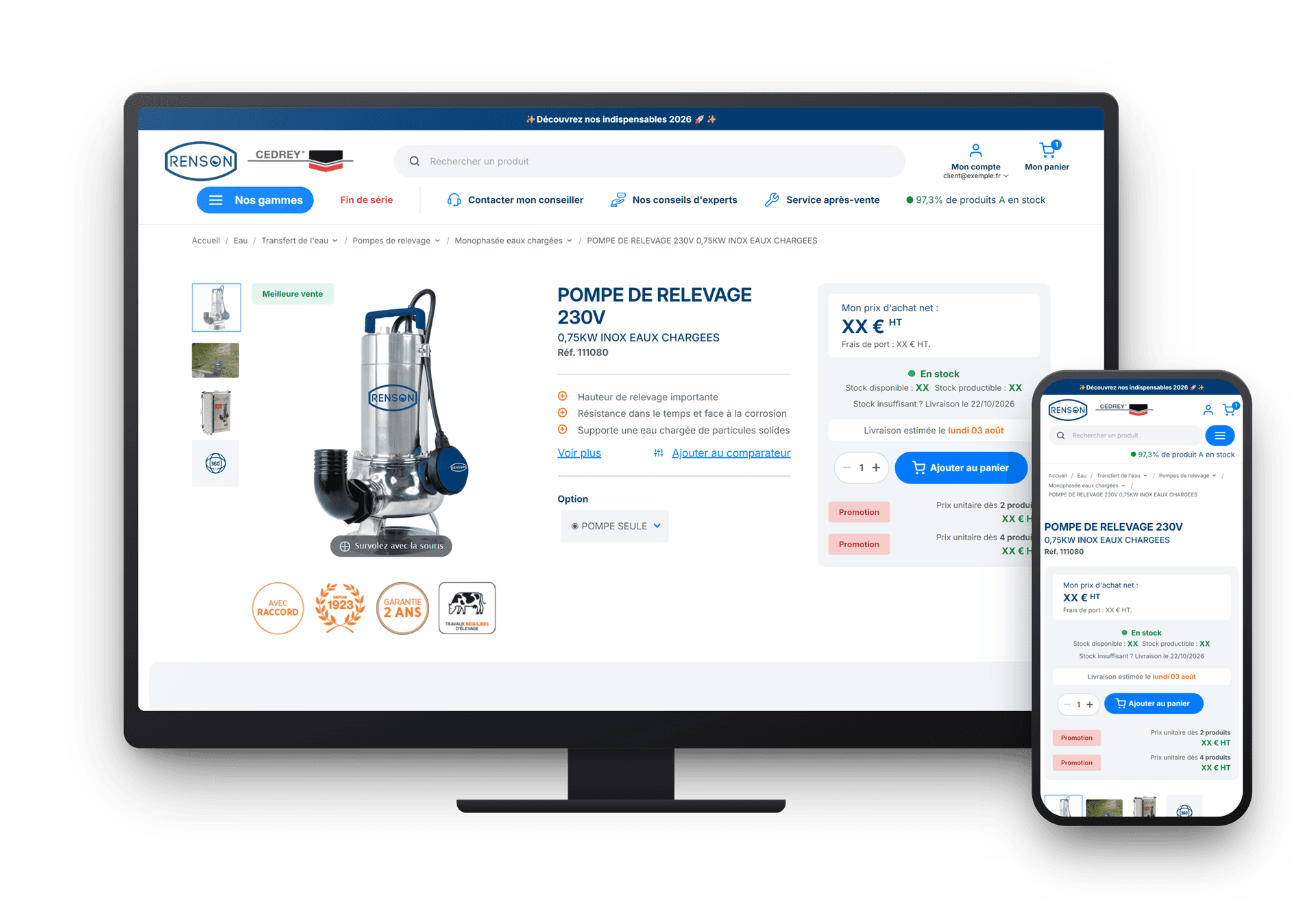 Renson – Site e-commerce B2B interfacé avec Sage X3